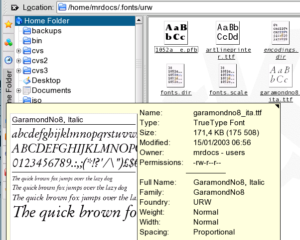 A correct listing of font metadata